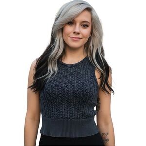 Urban Rebel Elegant Blue Knit Tank Top EUC L/XL